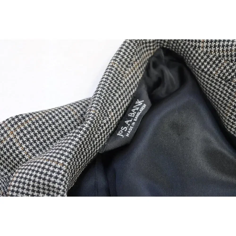 Jos A Bank Blazer Silk Wool Houndstooth 3 Button Sports Jacket Mens Size 44 Long - Picture 11 of 11